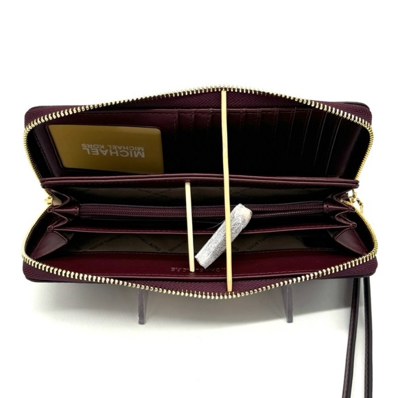 Michael Kors Large Continental Wallet Wristlet Ox Blood Multi - Picture 9 of 10